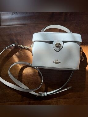 Coach White Leather Crossbody Bag with Gold Hardware